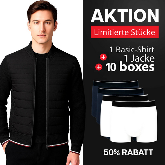 Nur noch 7 Stück verfügbar! – 1 Schwarzes Hemd + 1 Jacke + 10 Boxershorts Ultimatives Set